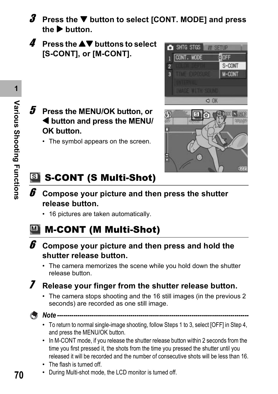 S-cont (s multi-shot), M-cont (m multi-shot) | Ricoh 500SE User Manual | Page 73 / 256