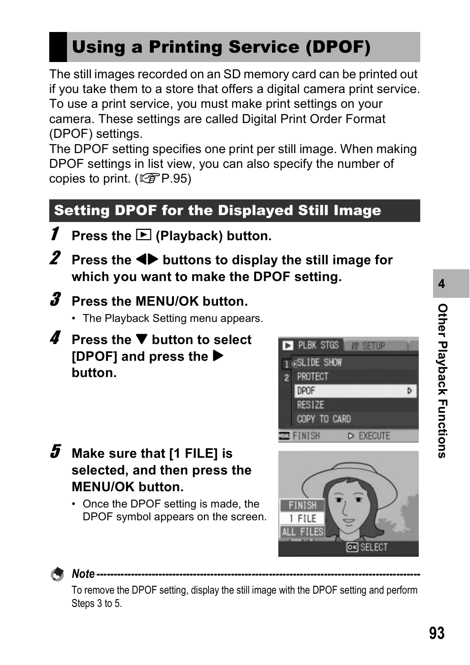 Using a printing service (dpof) | Ricoh 500SE User Manual | Page 96 / 256