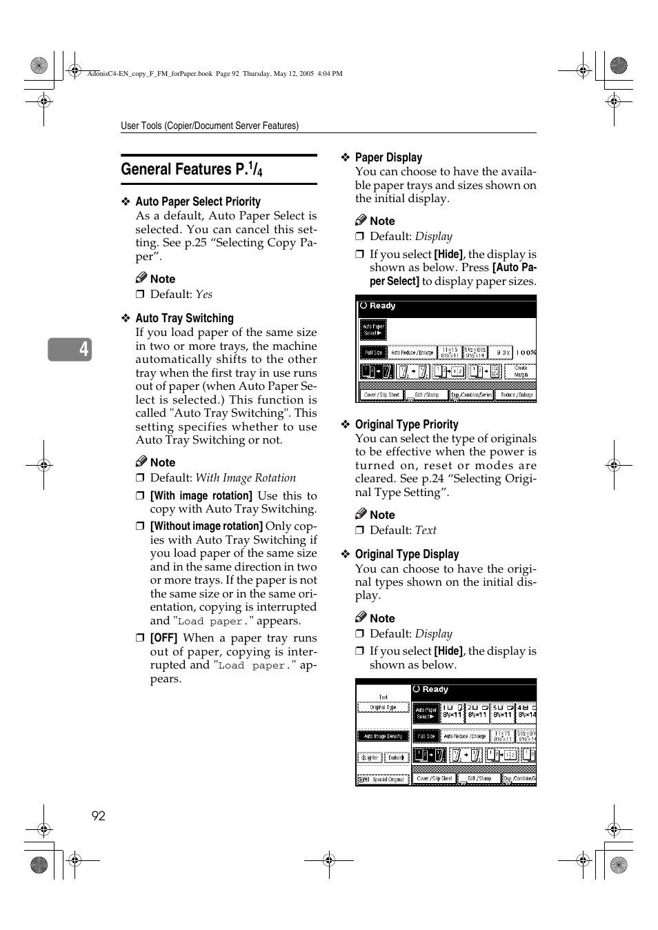 General features p | Ricoh Aficio 3045AD User Manual | Page 102 / 136