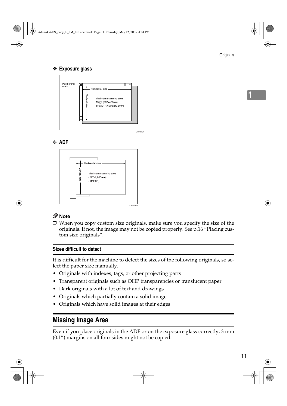 Missing image area | Ricoh Aficio 3045AD User Manual | Page 21 / 136