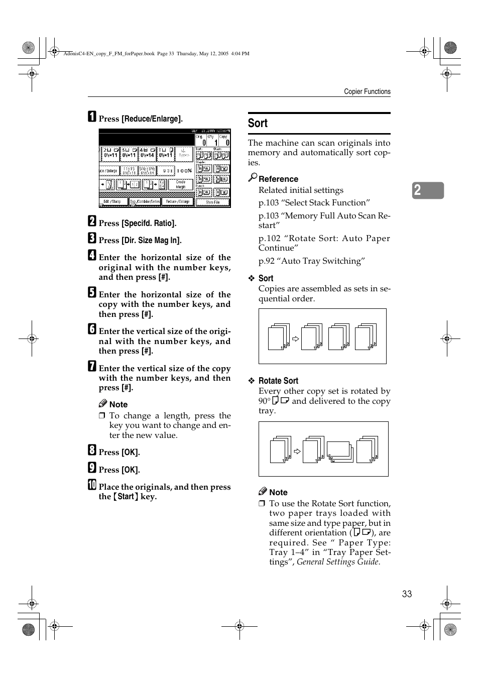 Sort | Ricoh Aficio 3045AD User Manual | Page 43 / 136