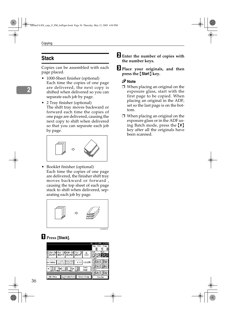 Stack | Ricoh Aficio 3045AD User Manual | Page 46 / 136