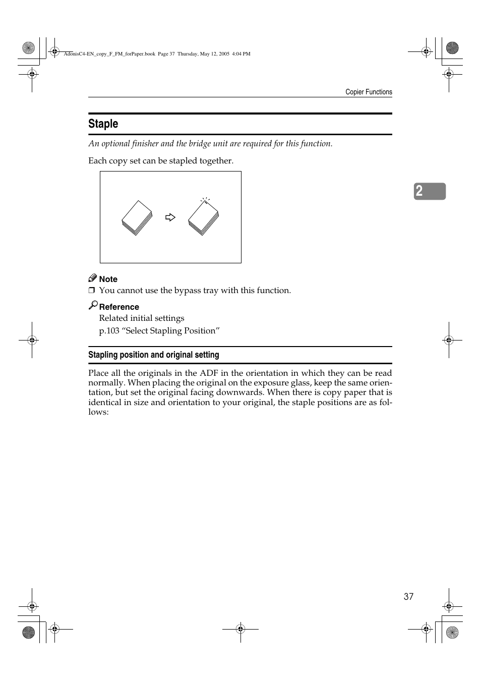 Staple | Ricoh Aficio 3045AD User Manual | Page 47 / 136