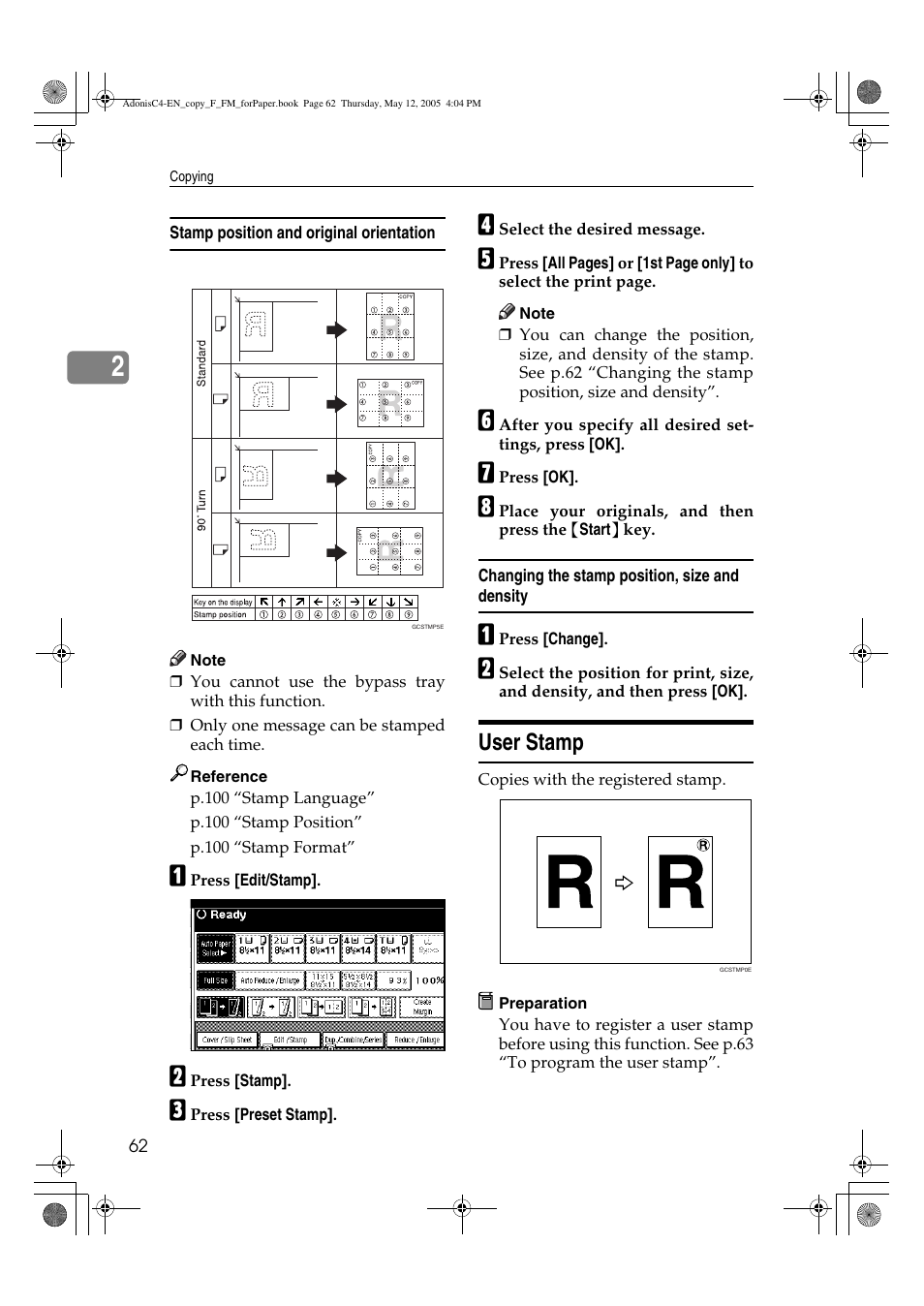 User stamp | Ricoh Aficio 3045AD User Manual | Page 72 / 136