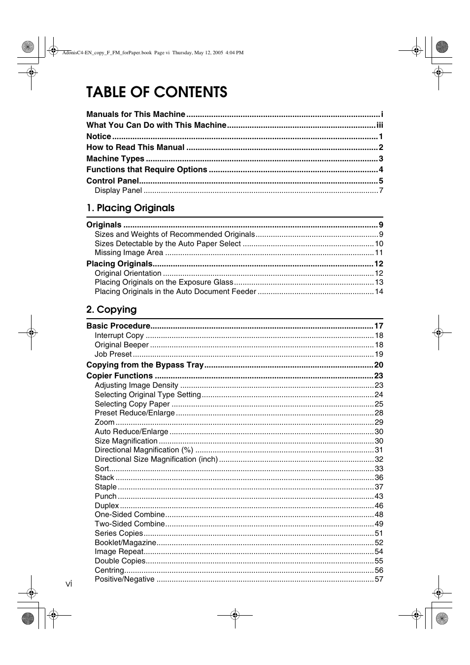 Ricoh Aficio 3045AD User Manual | Page 8 / 136