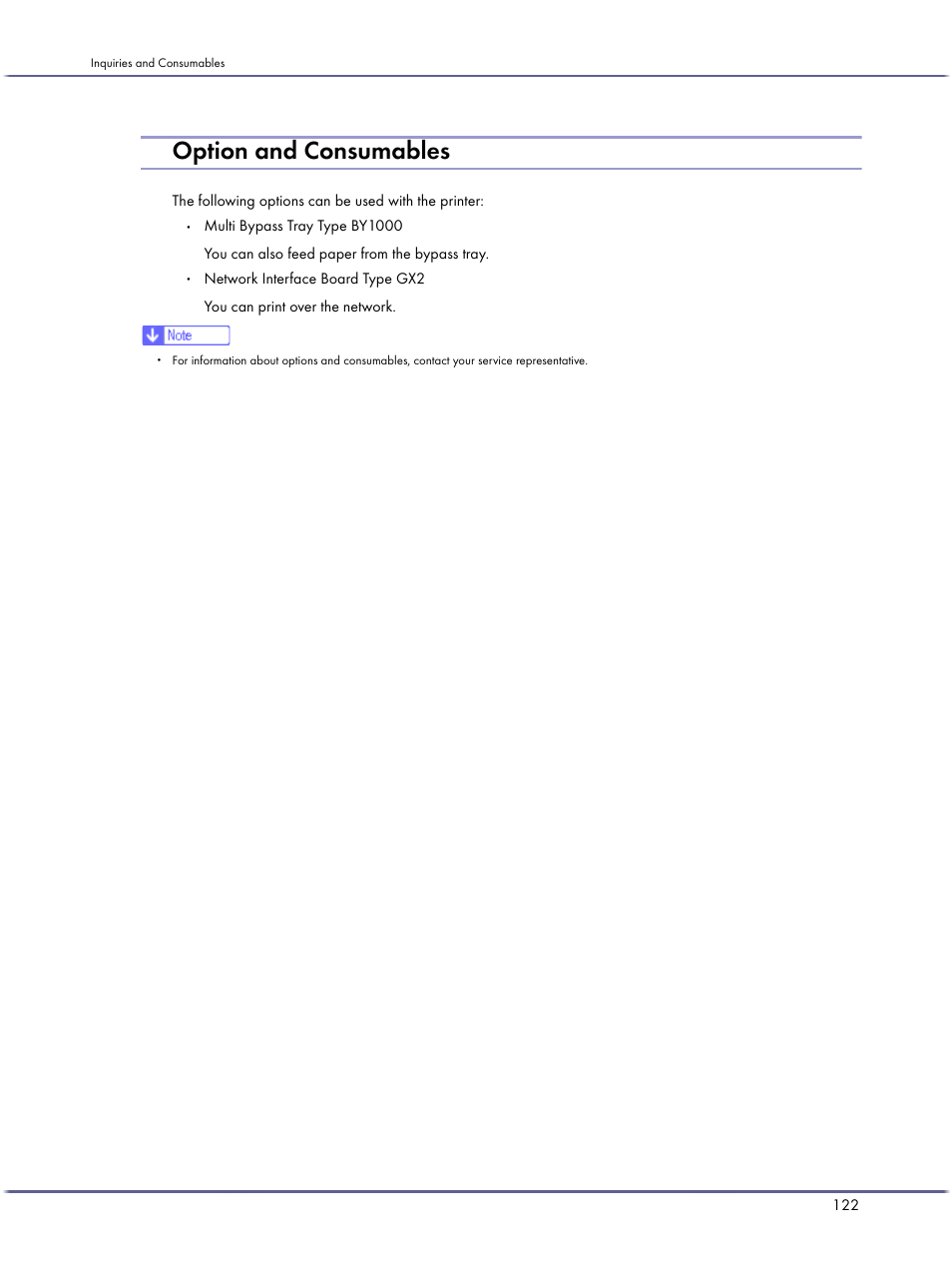 Option and consumables | Ricoh BY1000 User Manual | Page 122 / 250