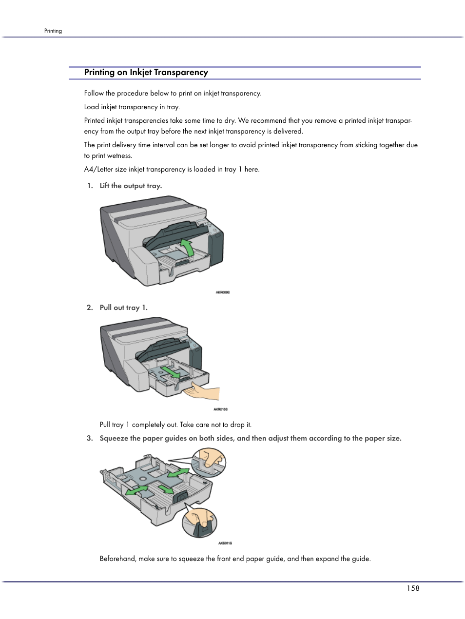 Printing on inkjet transparency | Ricoh BY1000 User Manual | Page 158 / 250