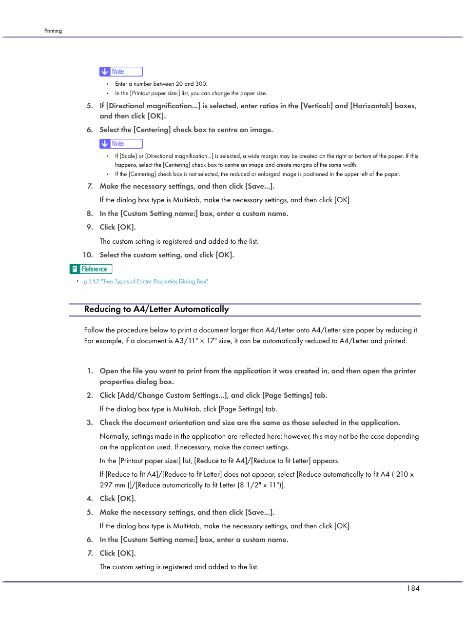 Reducing to a4/letter automatically | Ricoh BY1000 User Manual | Page 184 / 250
