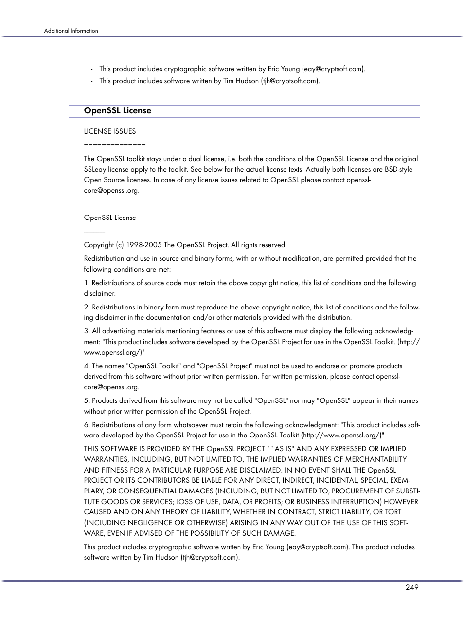 Openssl license | Ricoh BY1000 User Manual | Page 249 / 250