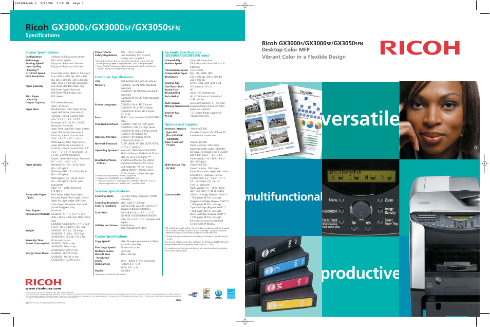 Ricoh Aficio GX3000S User Manual | 2 pages