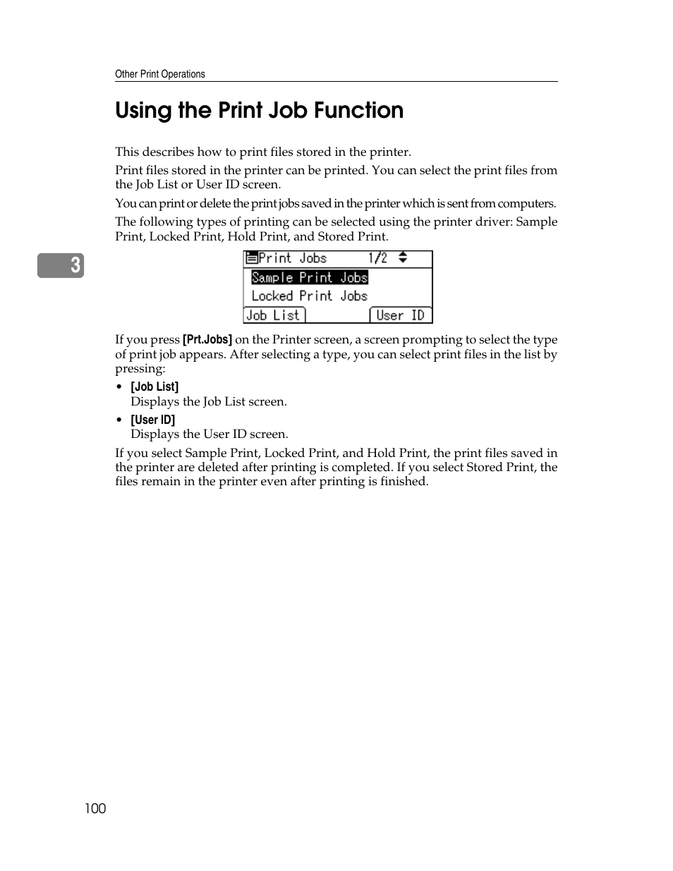 Using the print job function, 3using the print job function | Ricoh 220-240 V User Manual | Page 110 / 370