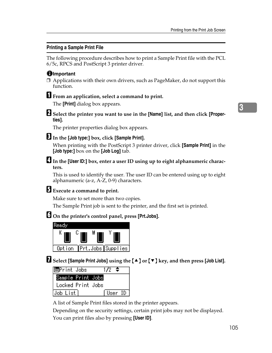 Printing a sample print file | Ricoh 220-240 V User Manual | Page 115 / 370