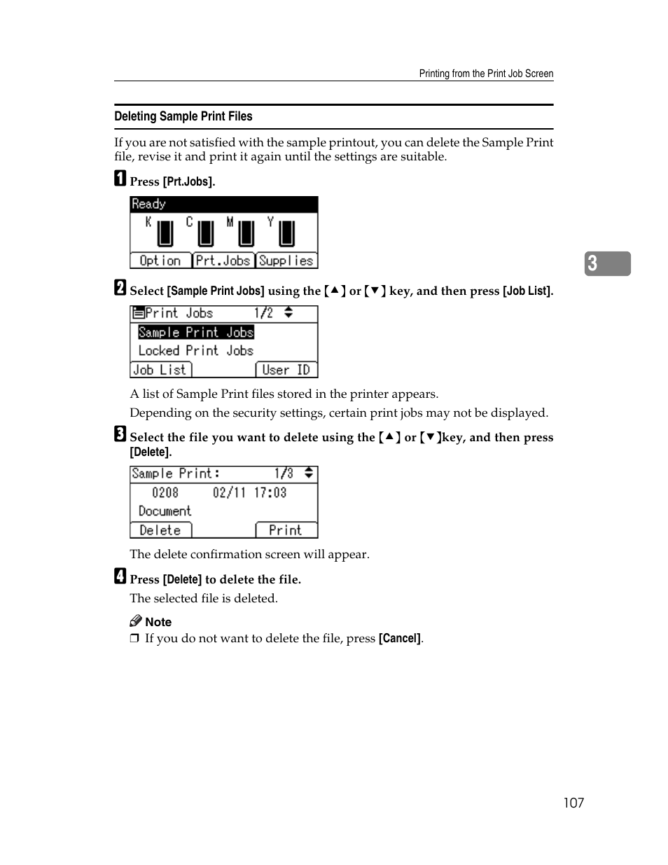 Deleting sample print files | Ricoh 220-240 V User Manual | Page 117 / 370