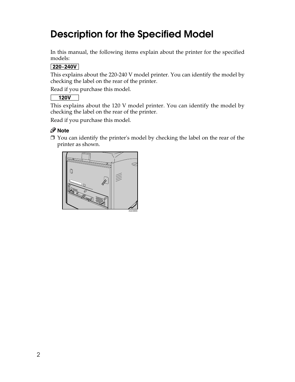 Description for the specified model | Ricoh 220-240 V User Manual | Page 12 / 370