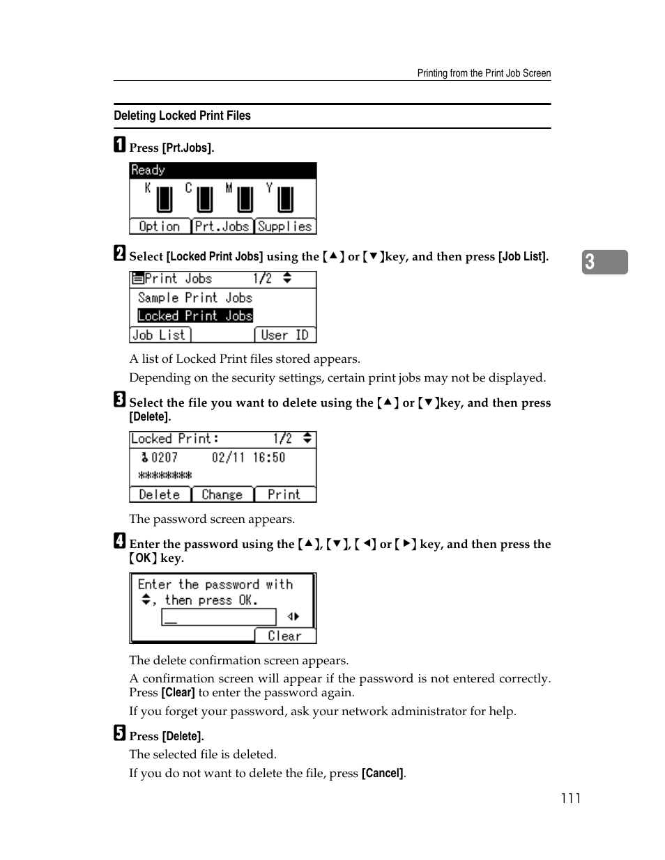 Deleting locked print files | Ricoh 220-240 V User Manual | Page 121 / 370