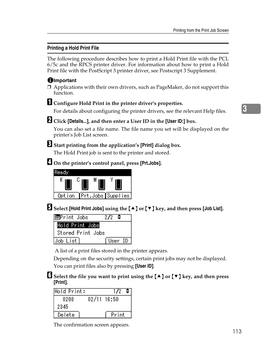 Printing a hold print file | Ricoh 220-240 V User Manual | Page 123 / 370