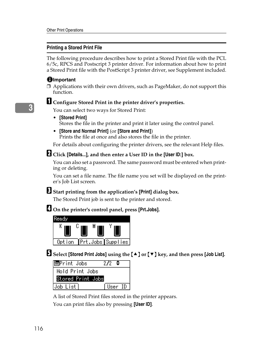 Printing a stored print file | Ricoh 220-240 V User Manual | Page 126 / 370