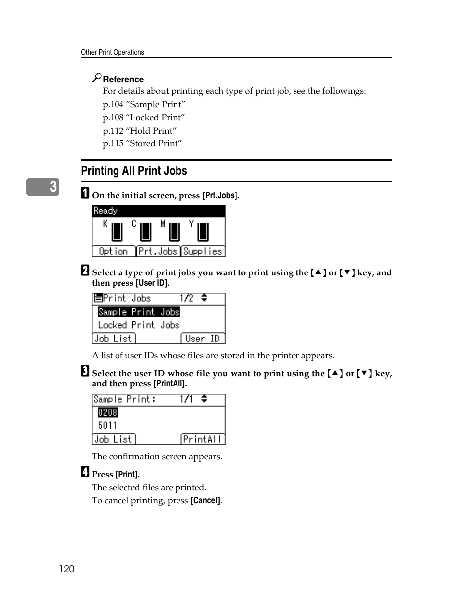 Printing all print jobs | Ricoh 220-240 V User Manual | Page 130 / 370