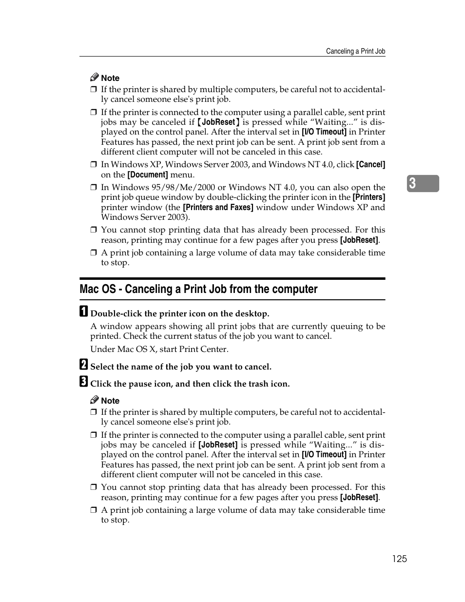 Mac os - canceling a print job from the computer | Ricoh 220-240 V User Manual | Page 135 / 370