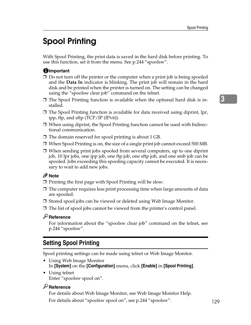 Spool printing, Setting spool printing, 3spool printing | Ricoh 220-240 V User Manual | Page 139 / 370