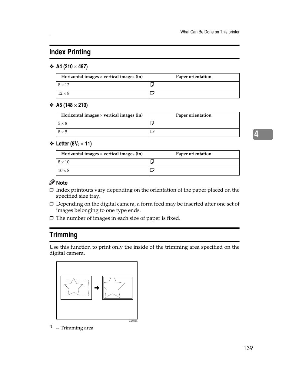 Index printing, Trimming, Index printing trimming | Ricoh 220-240 V User Manual | Page 149 / 370