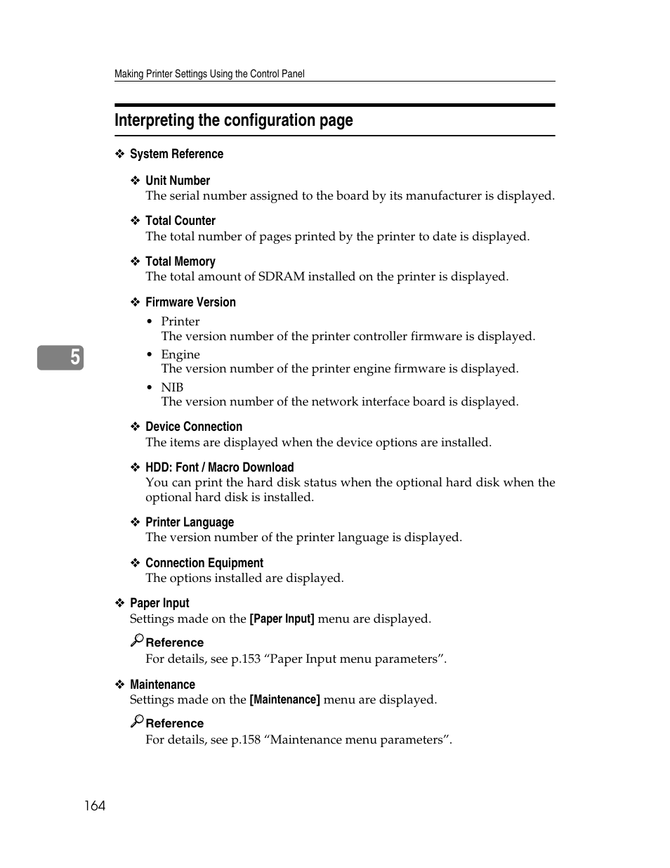 Interpreting the configuration page | Ricoh 220-240 V User Manual | Page 174 / 370