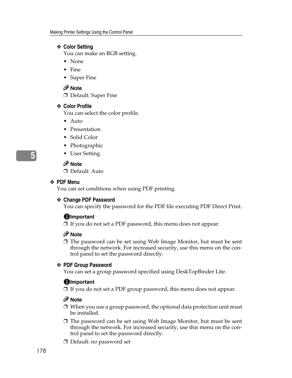 For details, see p.178 “pdf menu | Ricoh 220-240 V User Manual | Page 188 / 370