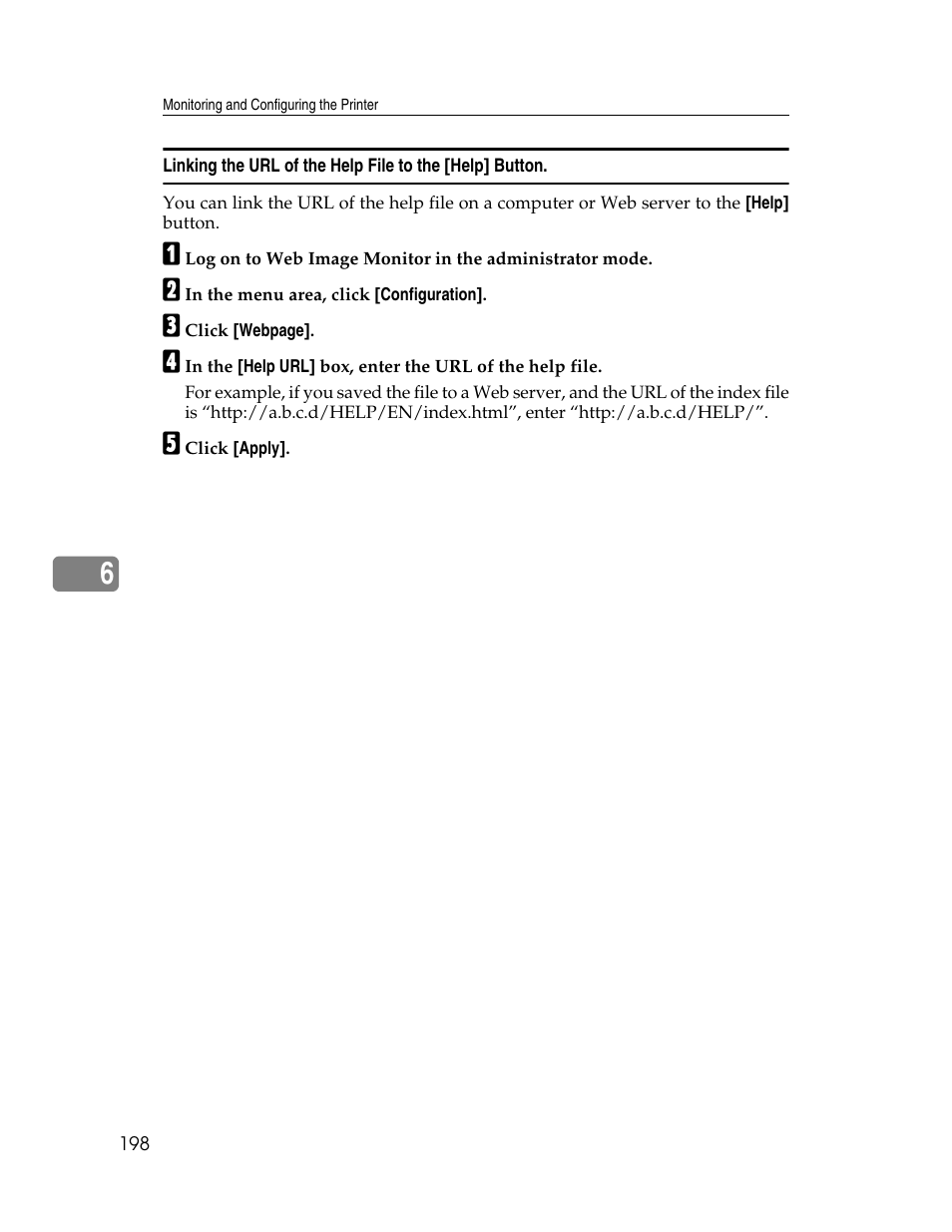 Linking the url of the help file to the | Ricoh 220-240 V User Manual | Page 208 / 370