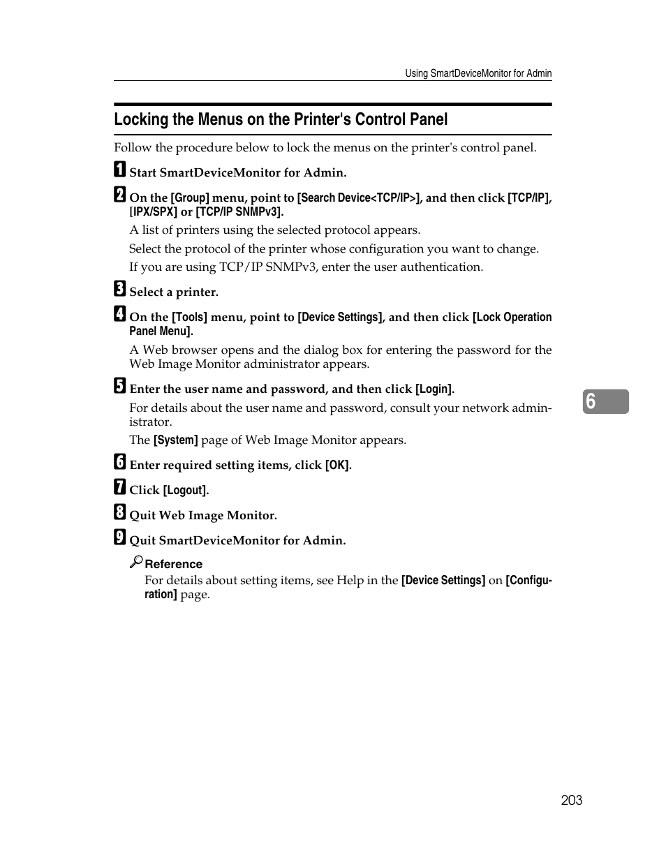 Locking the menus on the printer's control panel | Ricoh 220-240 V User Manual | Page 213 / 370