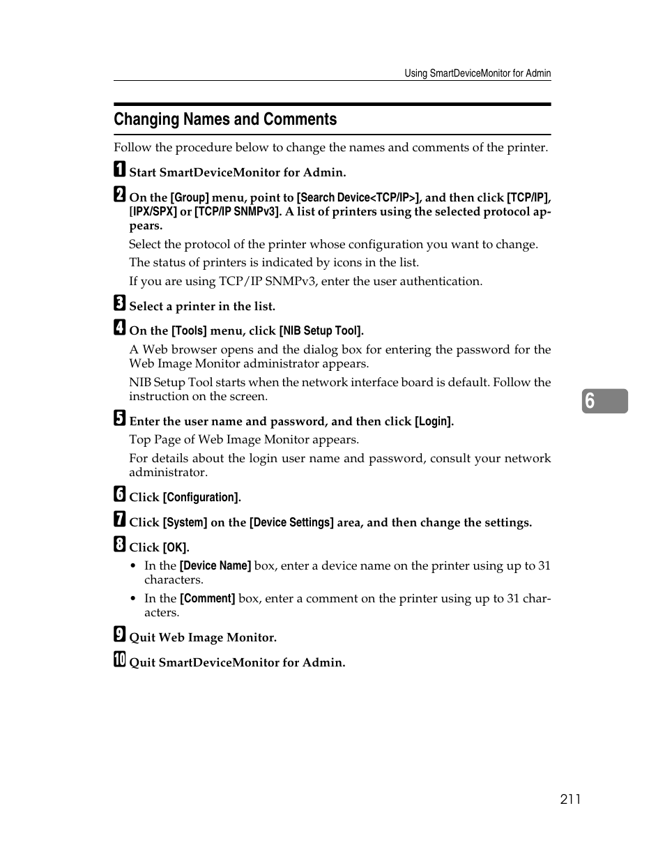 Changing names and comments | Ricoh 220-240 V User Manual | Page 221 / 370