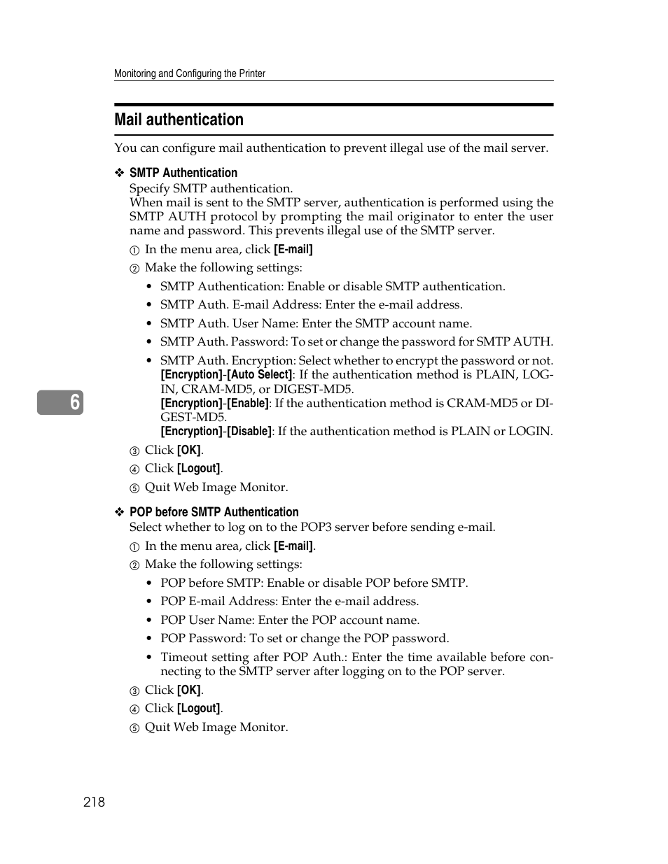 Mail authentication | Ricoh 220-240 V User Manual | Page 228 / 370