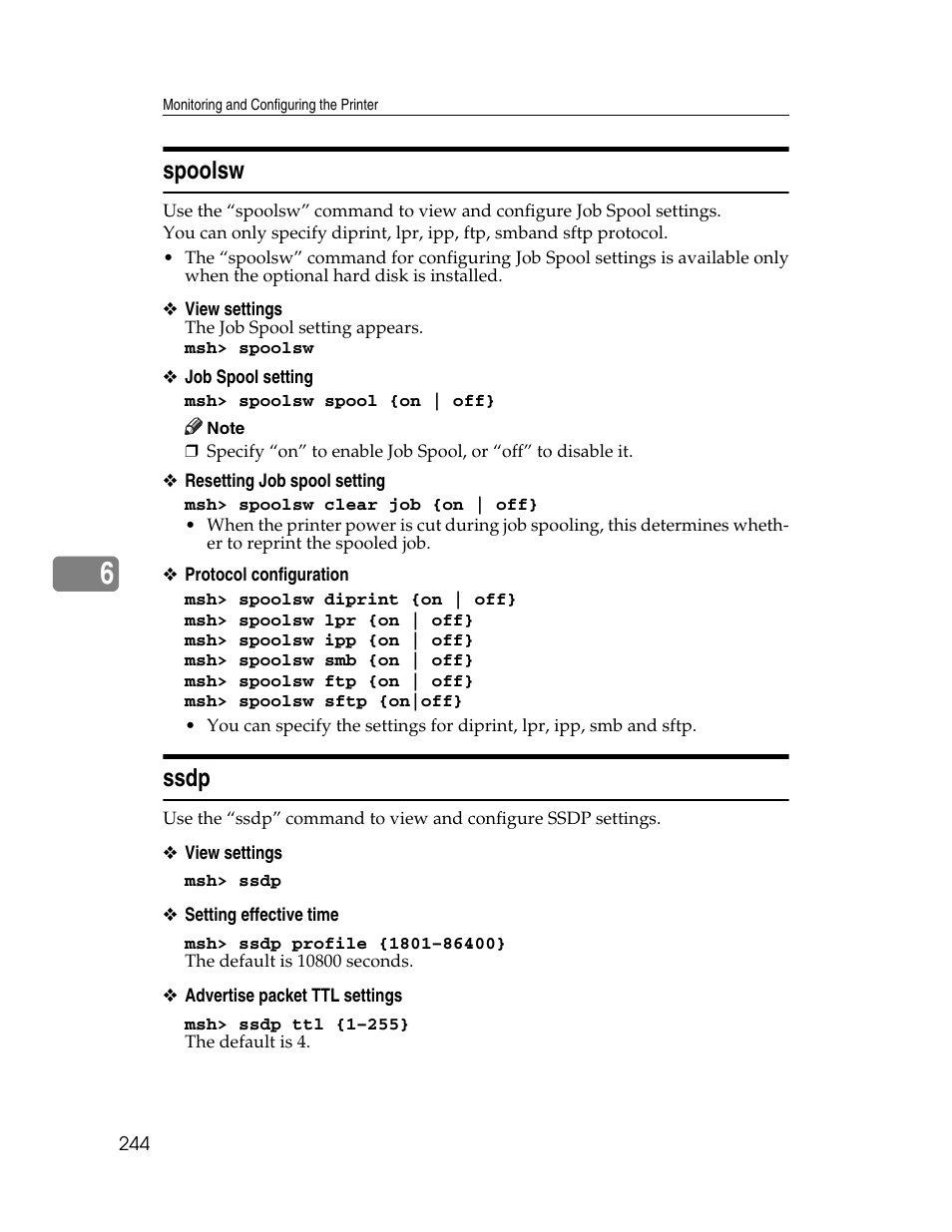 Spoolsw, Ssdp, Spoolsw ssdp | Ricoh 220-240 V User Manual | Page 254 / 370