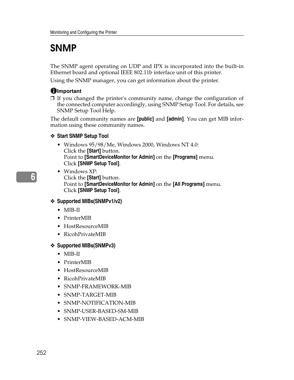 Snmp, 6snmp | Ricoh 220-240 V User Manual | Page 262 / 370