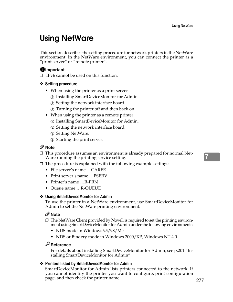 Using netware, 7using netware | Ricoh 220-240 V User Manual | Page 287 / 370