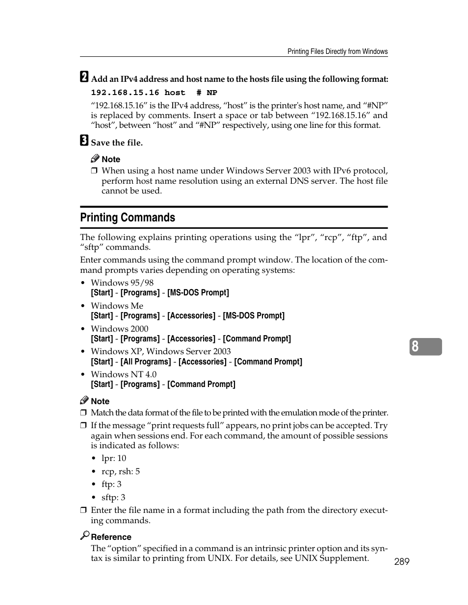 Printing commands | Ricoh 220-240 V User Manual | Page 299 / 370