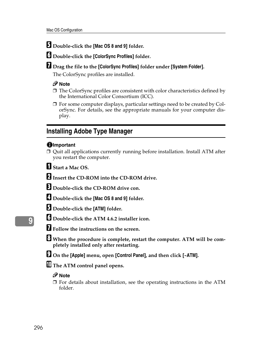 Installing adobe type manager | Ricoh 220-240 V User Manual | Page 306 / 370