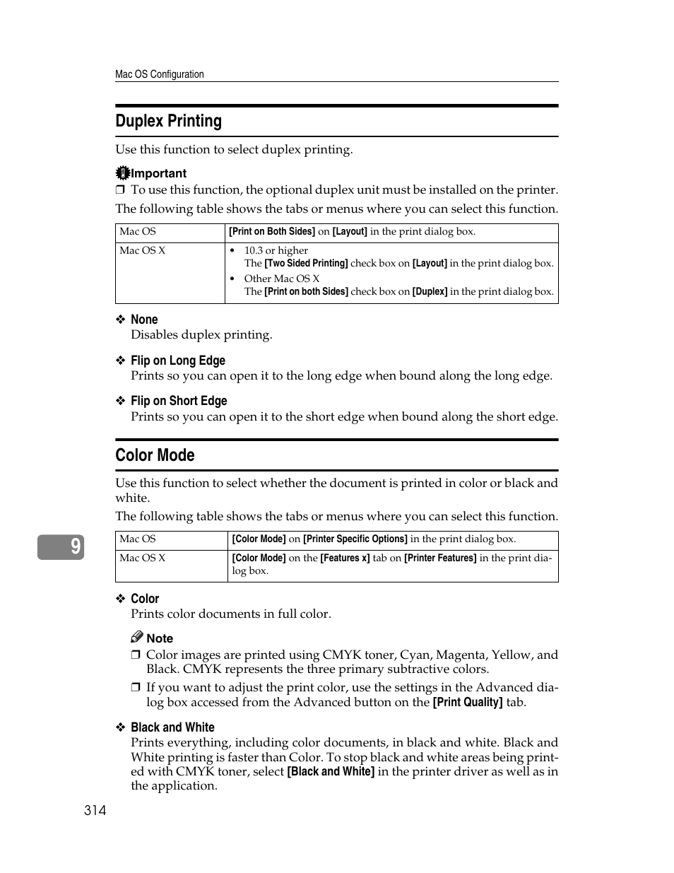 Duplex printing, Color mode, Duplex printing color mode | Ricoh 220-240 V User Manual | Page 324 / 370