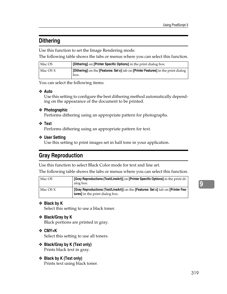 Dithering, Gray reproduction, Dithering gray reproduction | Ricoh 220-240 V User Manual | Page 329 / 370