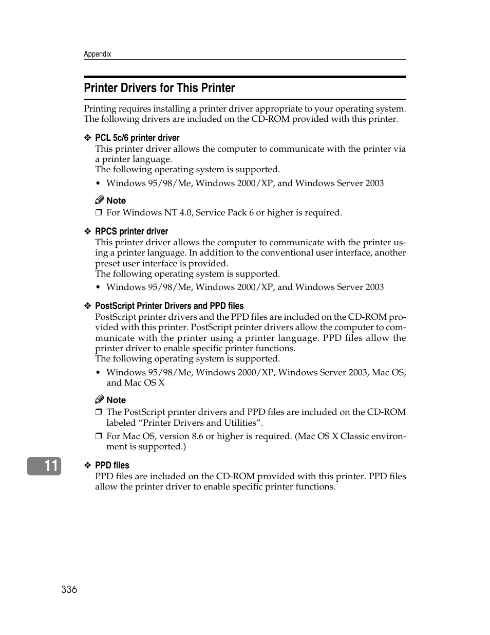 Printer drivers for this printer | Ricoh 220-240 V User Manual | Page 346 / 370