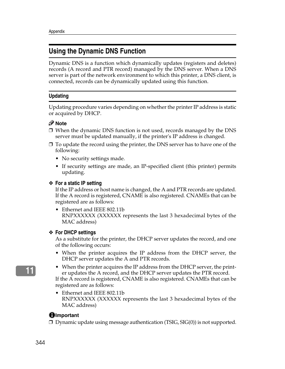 Using the dynamic dns function, Updating | Ricoh 220-240 V User Manual | Page 354 / 370