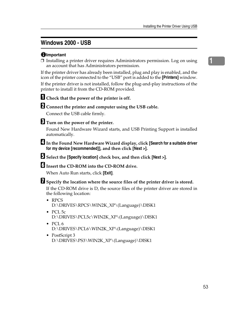 Windows 2000 - usb | Ricoh 220-240 V User Manual | Page 63 / 370