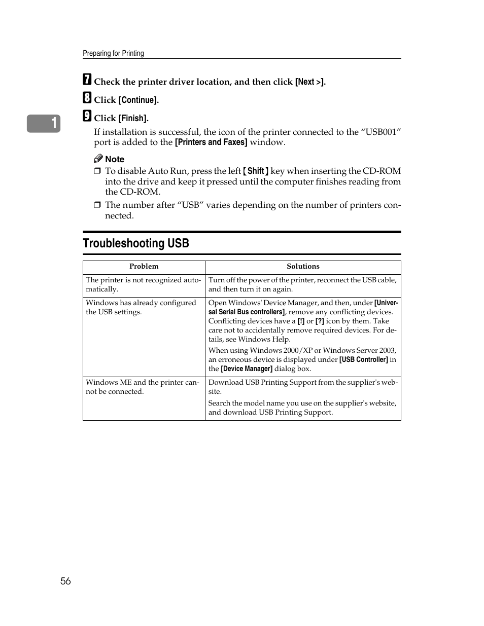 Troubleshooting usb, Printing all print jobs | Ricoh 220-240 V User Manual | Page 66 / 370