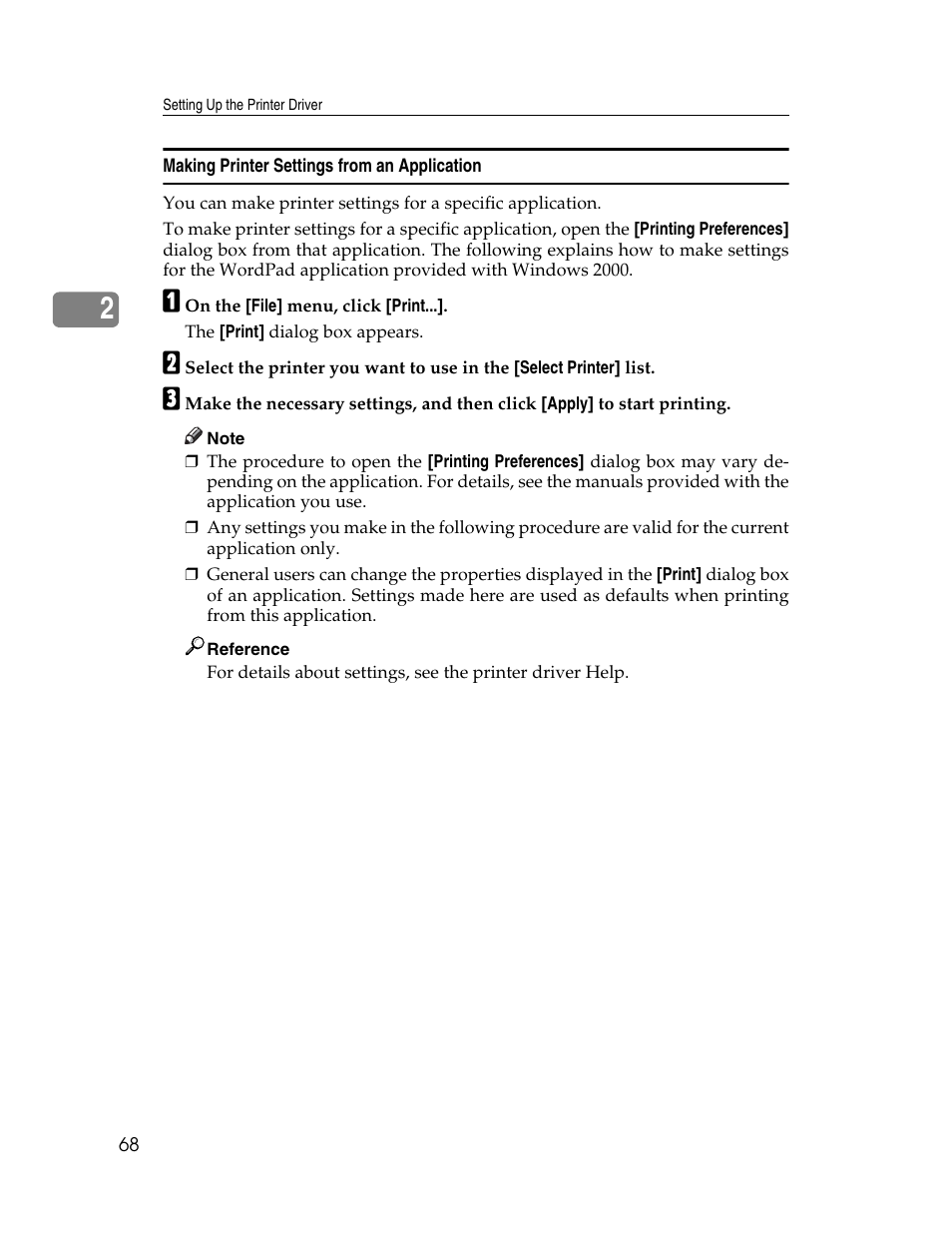 Making printer settings from an application | Ricoh 220-240 V User Manual | Page 78 / 370