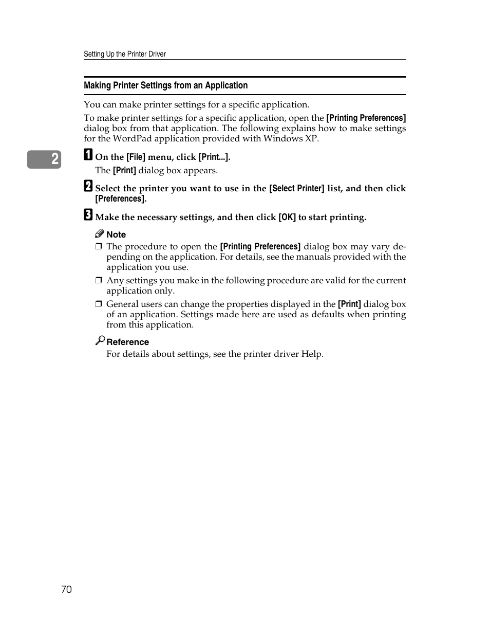 Making printer settings from an application | Ricoh 220-240 V User Manual | Page 80 / 370