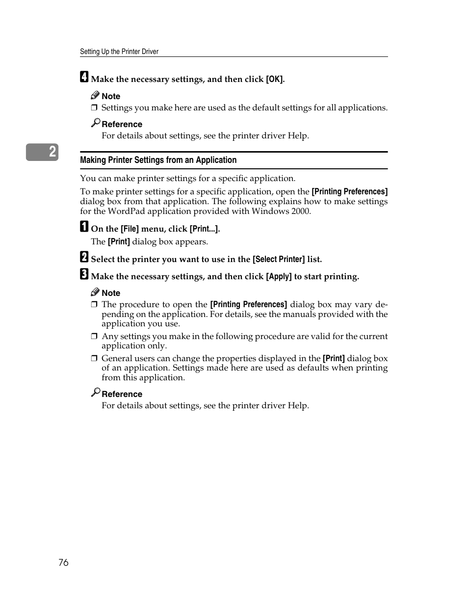 Making printer settings from an application | Ricoh 220-240 V User Manual | Page 86 / 370