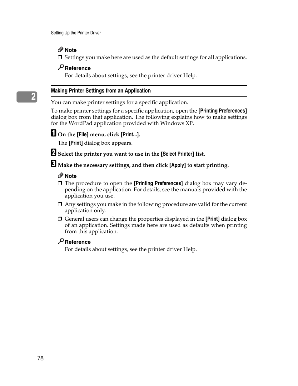 Making printer settings from an application | Ricoh 220-240 V User Manual | Page 88 / 370