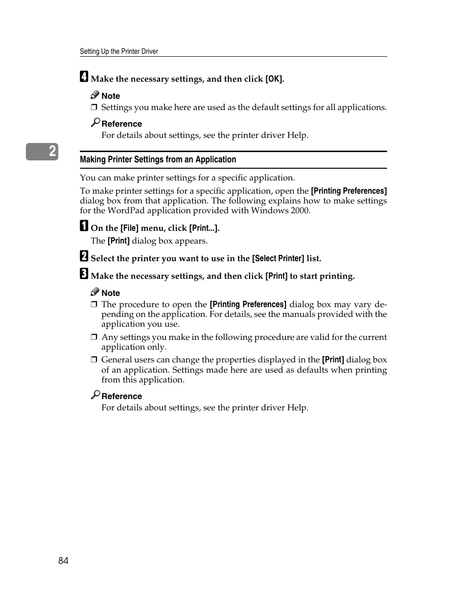 Making printer settings from an application | Ricoh 220-240 V User Manual | Page 94 / 370