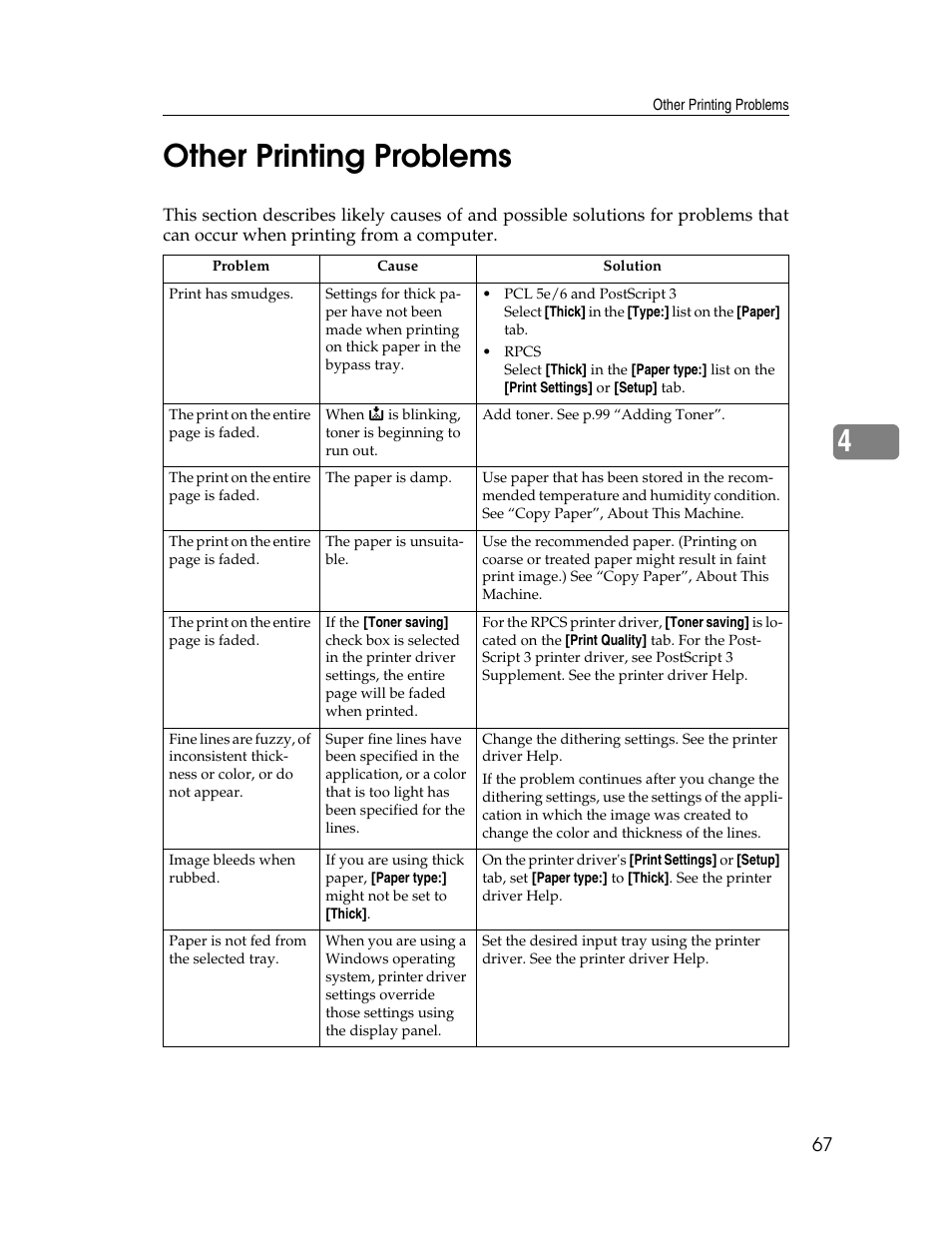 Other printing problems, 4other printing problems | Ricoh Aficio 8060 User Manual | Page 75 / 144