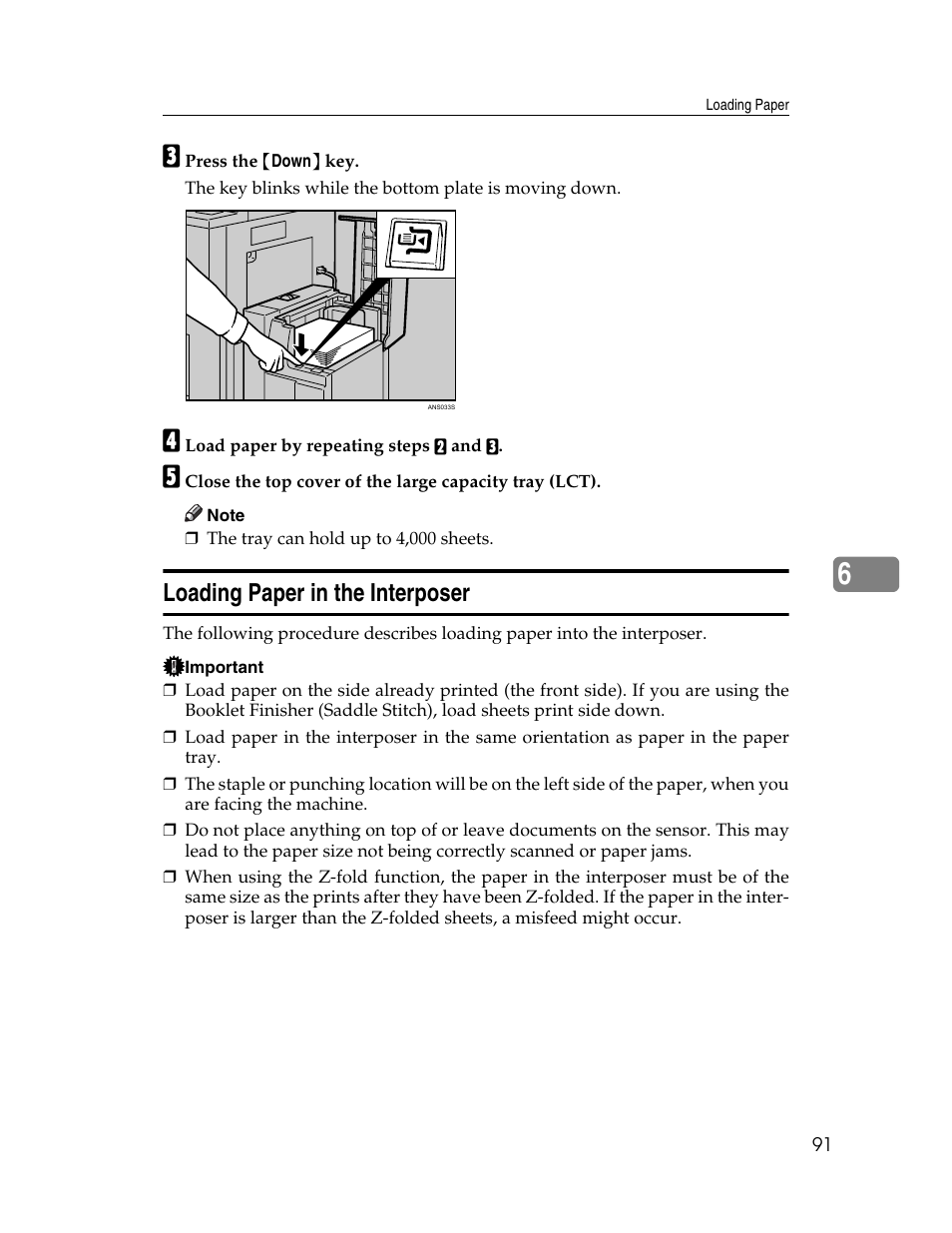 Loading paper in the interposer | Ricoh Aficio 8060 User Manual | Page 99 / 144