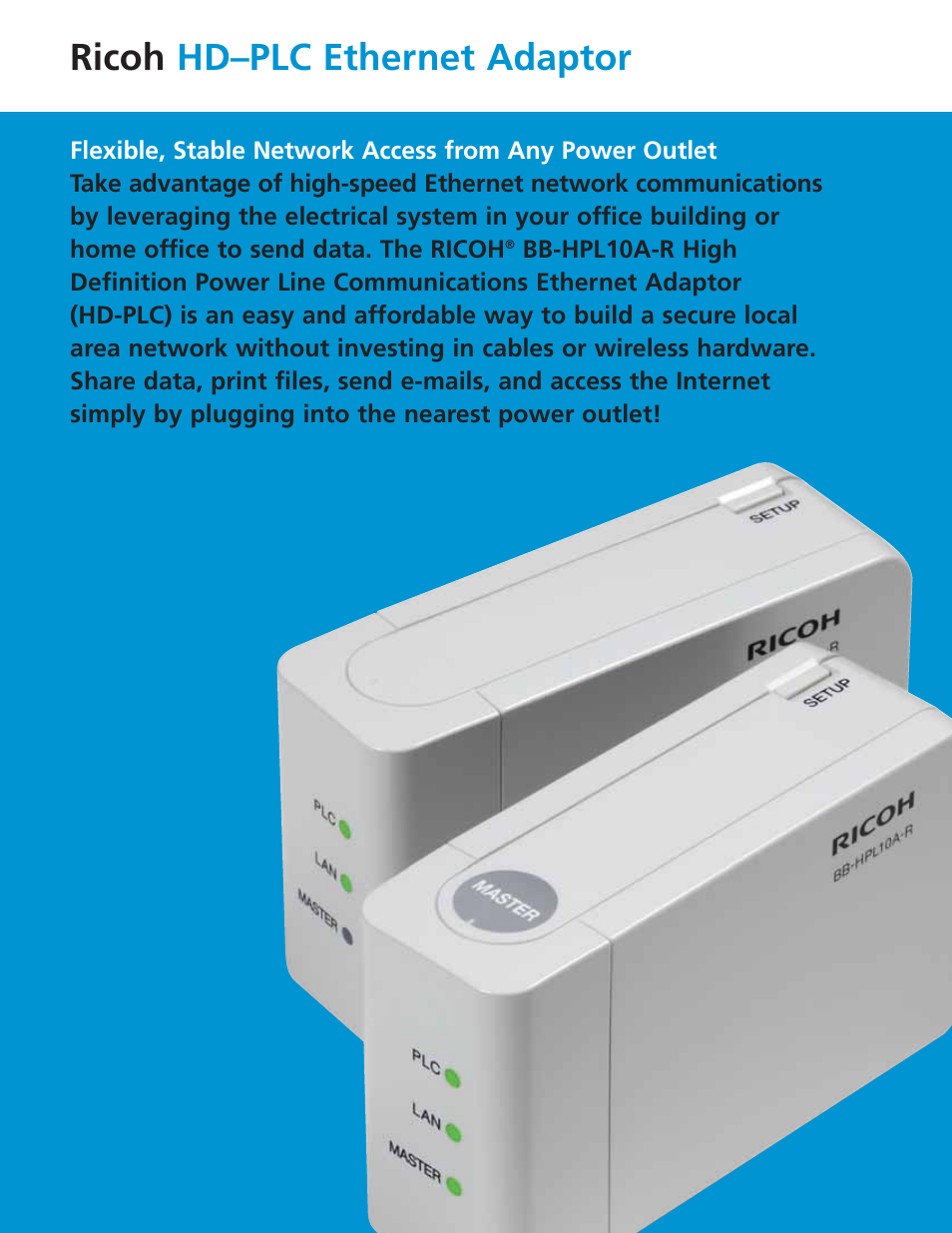 Ricoh hd–plc ethernet adaptor | Ricoh BB-HPL10A-R User Manual | Page 2 / 4